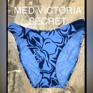 MED VICTORIA’S SECRET BLUE FLORAL BIKINI BOTTOMS BRAZILIAN HIGH WAIST